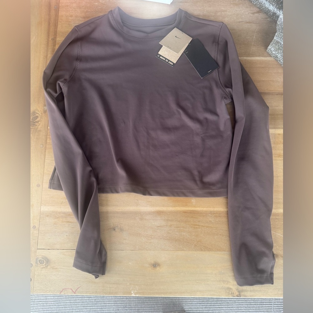 Nike Dri Fit Fitted Long Sleeve Top - Brown